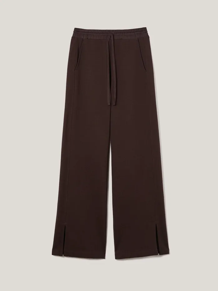 Women Satin Waistband Jersey Joggers Chocolate Jigsaw Trousers