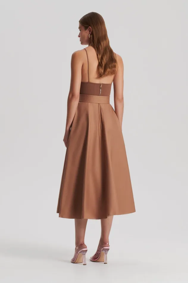 Women Scanlan Theodore CREPE KNIT CAMISOLE COTTON DRESS ALMOND Dresses Women Scanlan Theodore CREPE KNIT CAMISOLE COTTON DRESS ALMOND Dresses