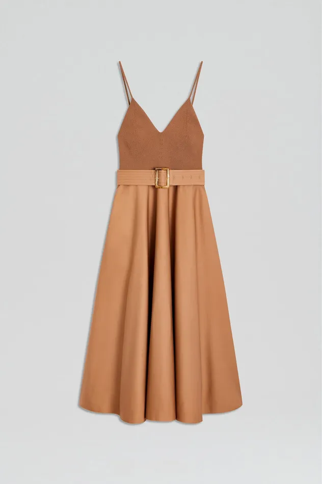 Women Scanlan Theodore CREPE KNIT CAMISOLE COTTON DRESS ALMOND Dresses Women Scanlan Theodore CREPE KNIT CAMISOLE COTTON DRESS ALMOND Dresses