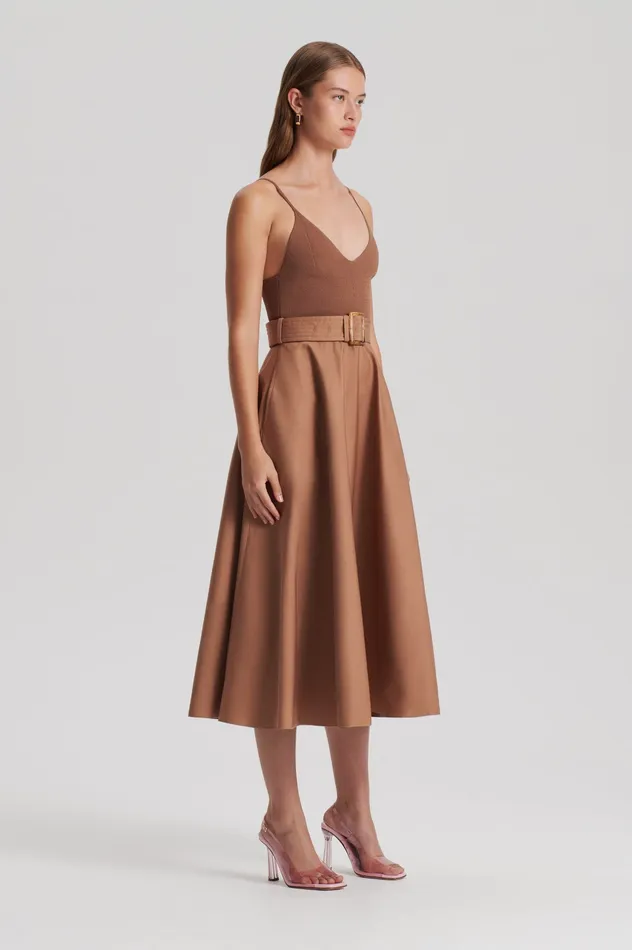 Women Scanlan Theodore CREPE KNIT CAMISOLE COTTON DRESS ALMOND Dresses Women Scanlan Theodore CREPE KNIT CAMISOLE COTTON DRESS ALMOND Dresses