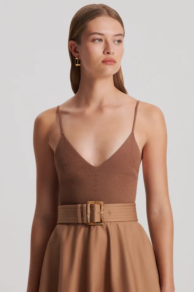 Women Scanlan Theodore CREPE KNIT CAMISOLE COTTON DRESS ALMOND Dresses Women Scanlan Theodore CREPE KNIT CAMISOLE COTTON DRESS ALMOND Dresses