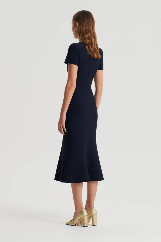 Women Scanlan Theodore CREPE KNIT CRAVAT DRESS NAVY Dresses Women Scanlan Theodore CREPE KNIT CRAVAT DRESS NAVY Dresses