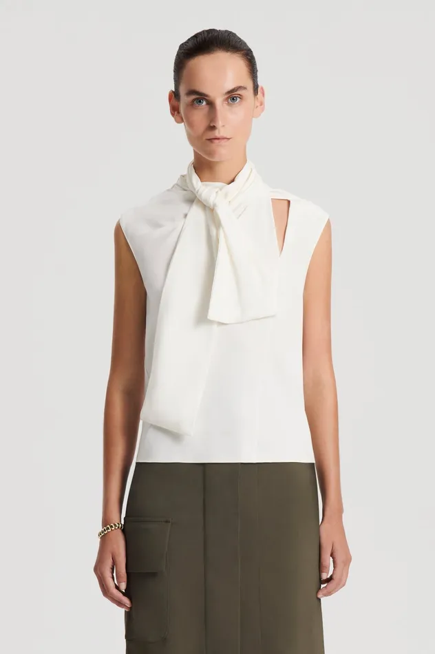 Women Scanlan Theodore SILK CRAVAT TANK CREME Tops