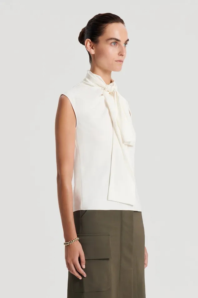 Women Scanlan Theodore SILK CRAVAT TANK CREME Tops