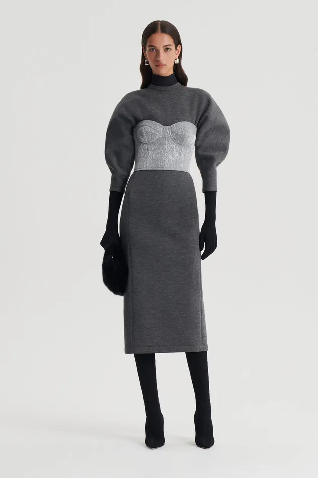 Women SCUBA COCOON SLEEVE DRESS GREY Dresses Scanlan Theodore