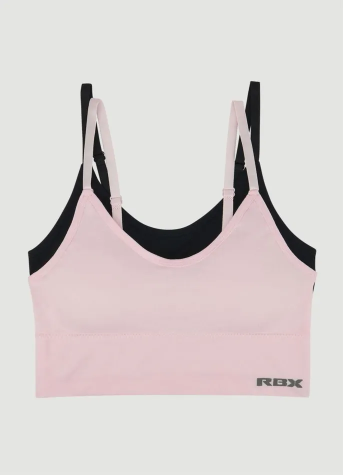 Women Seamless Longline Bralette 2Pack Pinkblack RBX Active Intimates