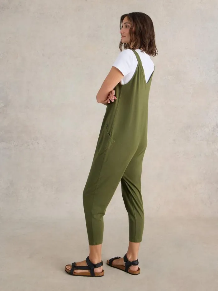 Women Selina Jersey V Neck Jumpsuit Khaki Green White Stuff Dresses