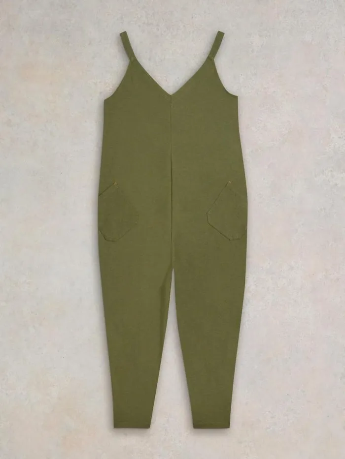Women Selina Jersey V Neck Jumpsuit Khaki Green White Stuff Dresses