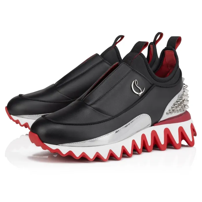 Women Sharkyloub Sp Spikes Running Sneakers 8211 Calf Leather And Neoprene 8211 Black Christian Louboutin Sneakers