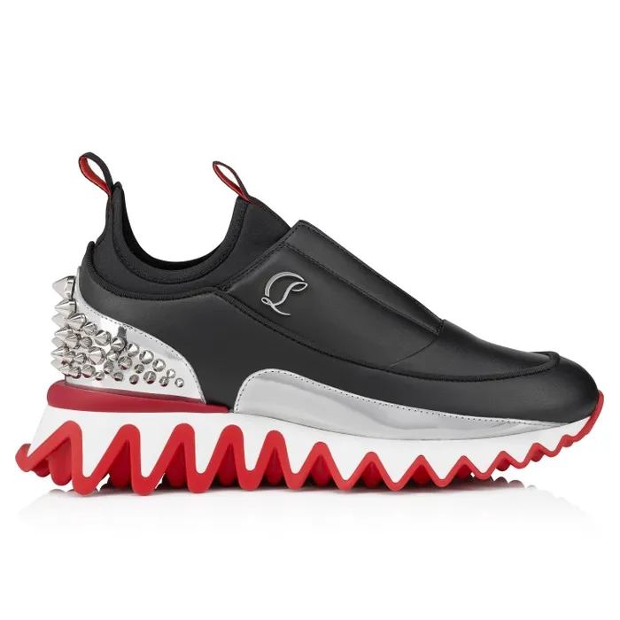 Women Sharkyloub Sp Spikes Running Sneakers 8211 Calf Leather And Neoprene 8211 Black Christian Louboutin Sneakers