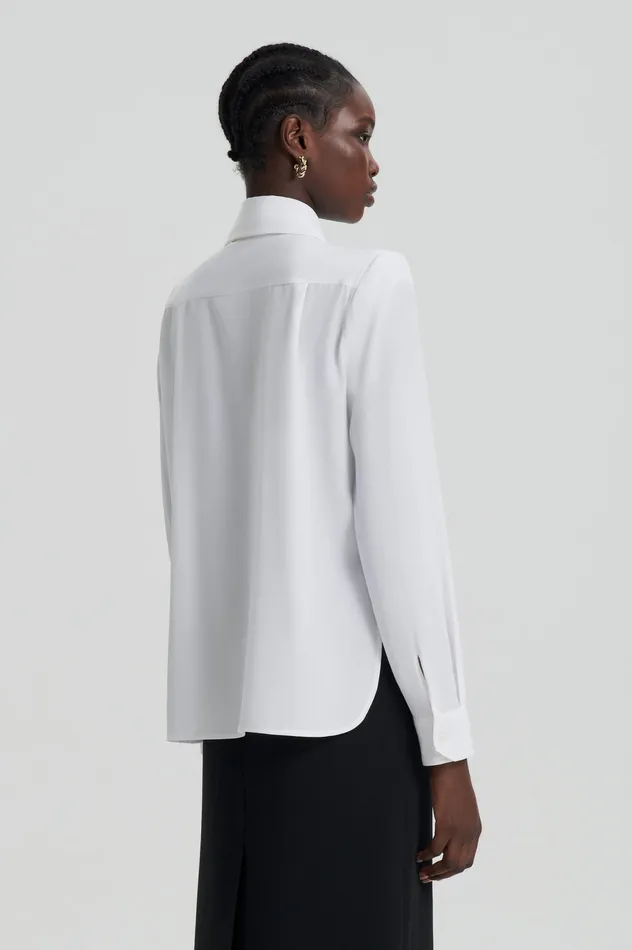 Women Shirts Scanlan Theodore SILK SHOULDER PAD SHIRT WHITE Women Shirts Scanlan Theodore SILK SHOULDER PAD SHIRT WHITE