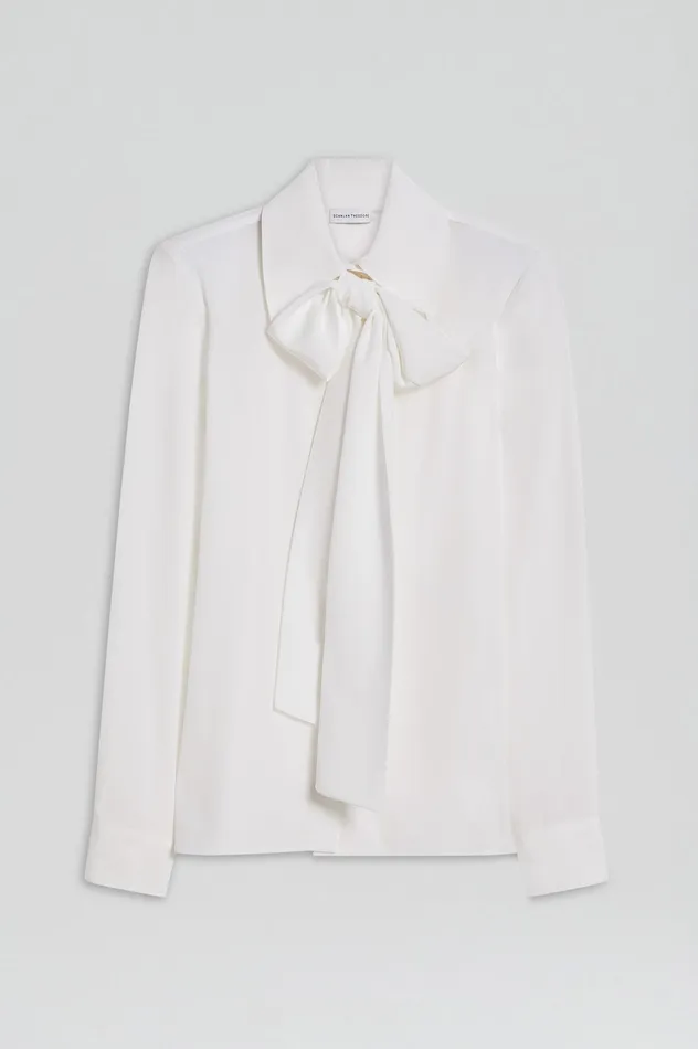 Women Shirts Scanlan Theodore SILK SHOULDER PAD SHIRT WHITE Women Shirts Scanlan Theodore SILK SHOULDER PAD SHIRT WHITE