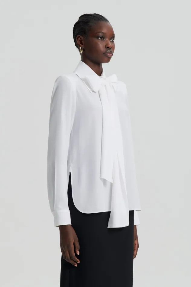 Women Shirts Scanlan Theodore SILK SHOULDER PAD SHIRT WHITE Women Shirts Scanlan Theodore SILK SHOULDER PAD SHIRT WHITE