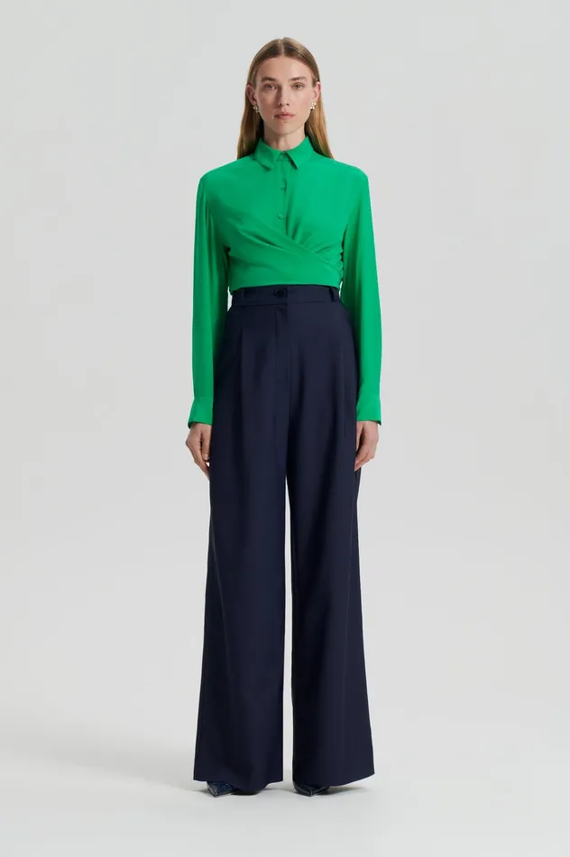 Women Shirts Scanlan Theodore SILK TIE FRONT SHIRT EMERALD