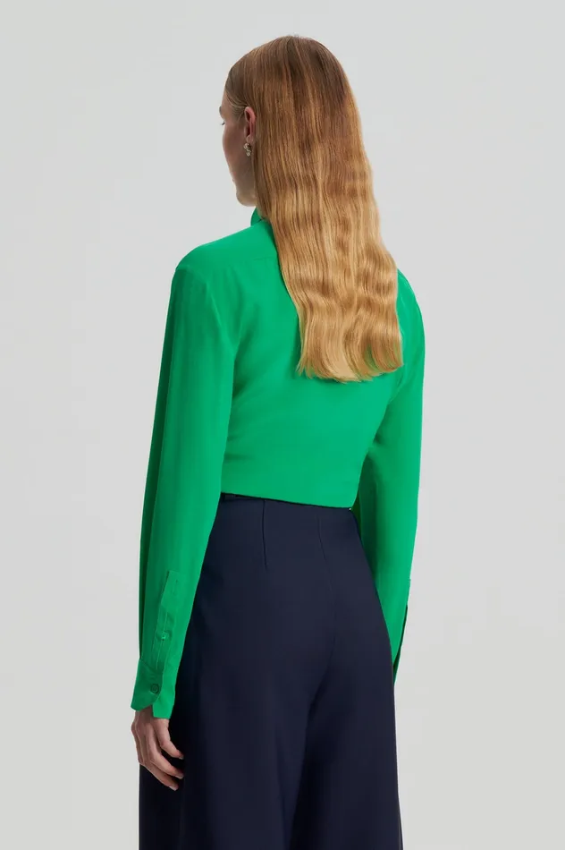 Women Shirts Scanlan Theodore SILK TIE FRONT SHIRT EMERALD Women Shirts Scanlan Theodore SILK TIE FRONT SHIRT EMERALD