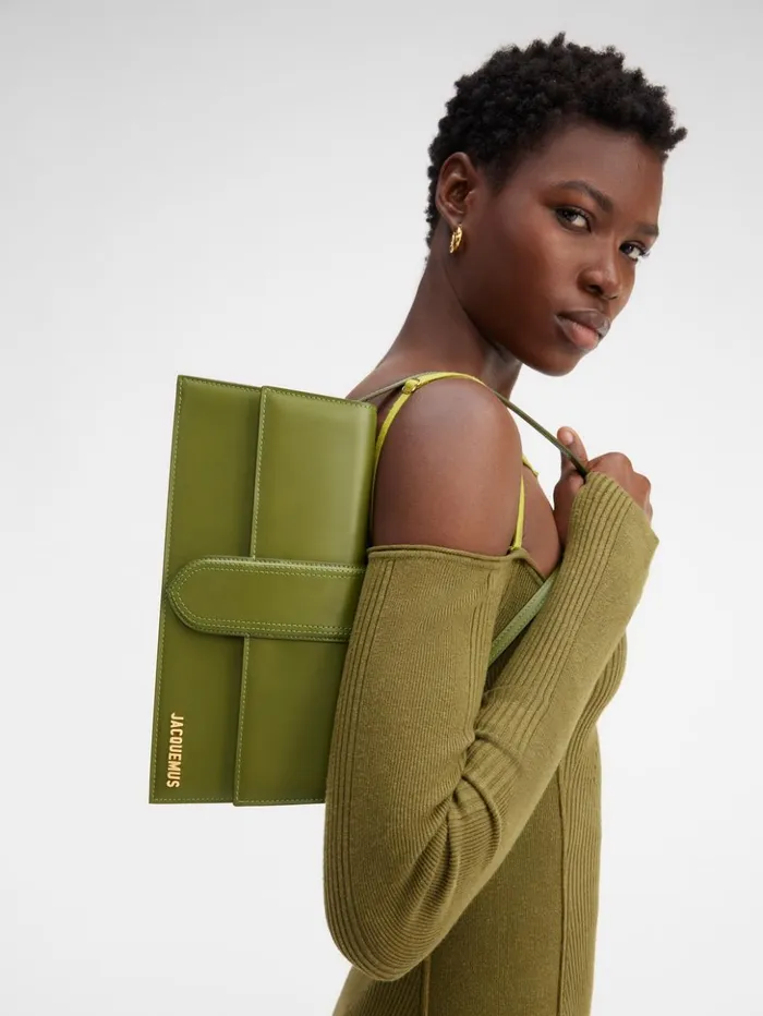 Women Shoulder Bags JACQUEMUS The Long Bambino Khaki