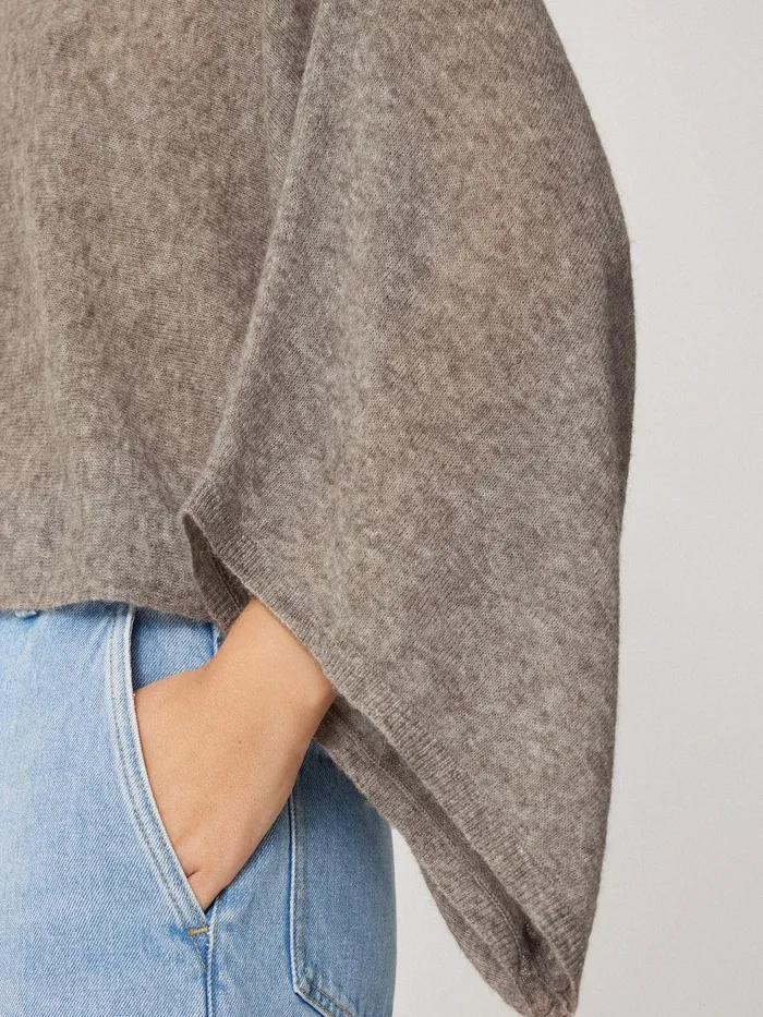 Women Soft Gauzy Knit Poncho Jumper Taupe Jigsaw Knitwear and Cashmere