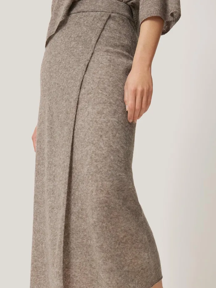 Women Soft Gauzy Knit Skirt Taupe Jigsaw Knitwear and Cashmere