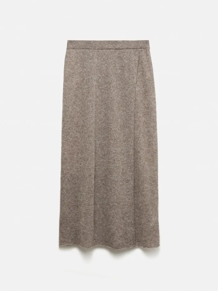Women Soft Gauzy Knit Skirt Taupe Jigsaw Knitwear and Cashmere