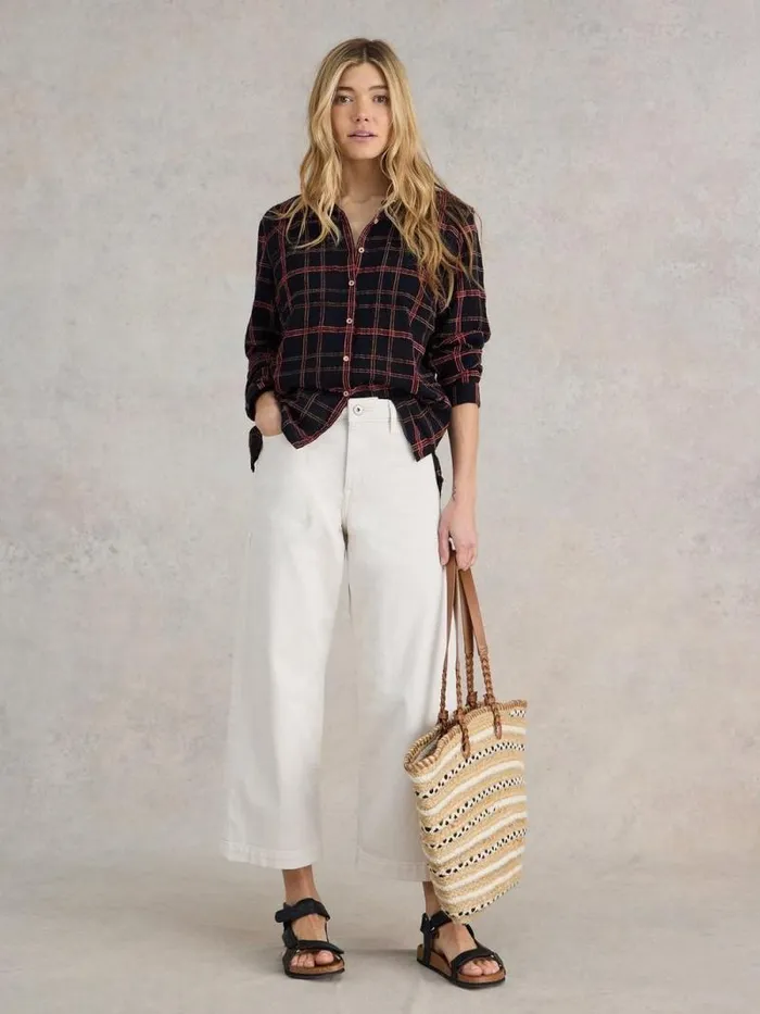 Women Sophie Cotton Organic Shirt Black Multi White Stuff Shirts and Blouses