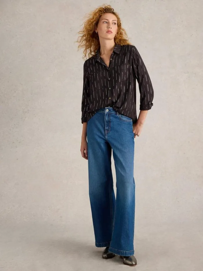 Women Sophie Metallic Shirt Black Multi White Stuff Shirts and Blouses