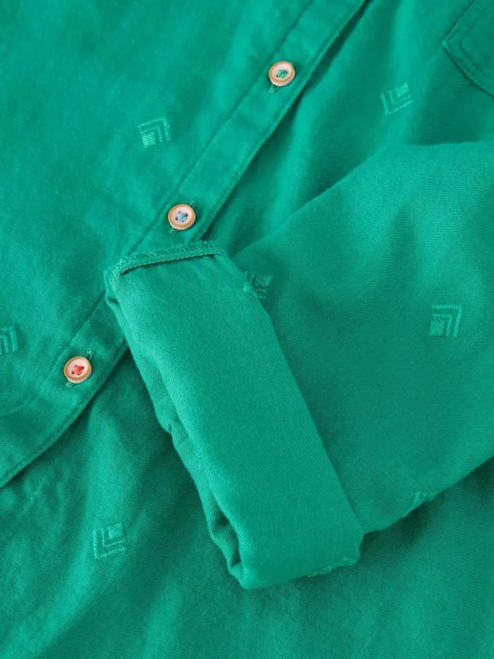 Women Sophie Organic Cotton Long Sleeve Shirt Bright Green White Stuff Shirts and Blouses