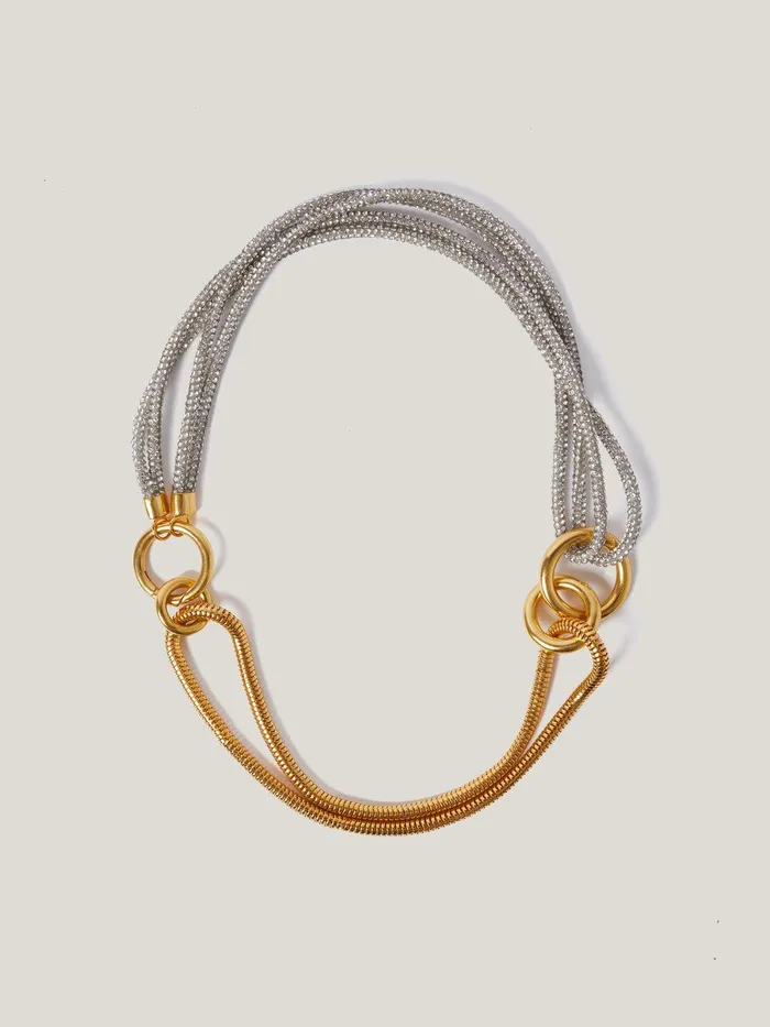 Women Sparkle Cord Necklace Silver Jigsaw Jewellery
