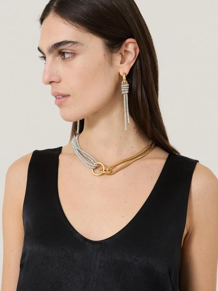 Women Sparkle Cord Necklace Silver Jigsaw Jewellery