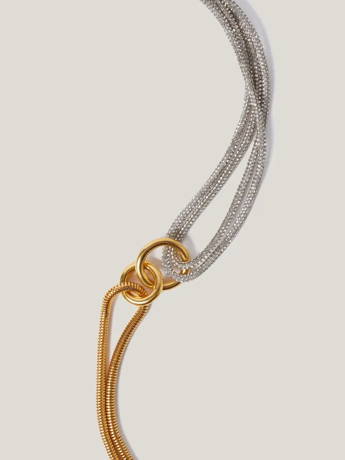 Women Sparkle Cord Necklace Silver Jigsaw Jewellery