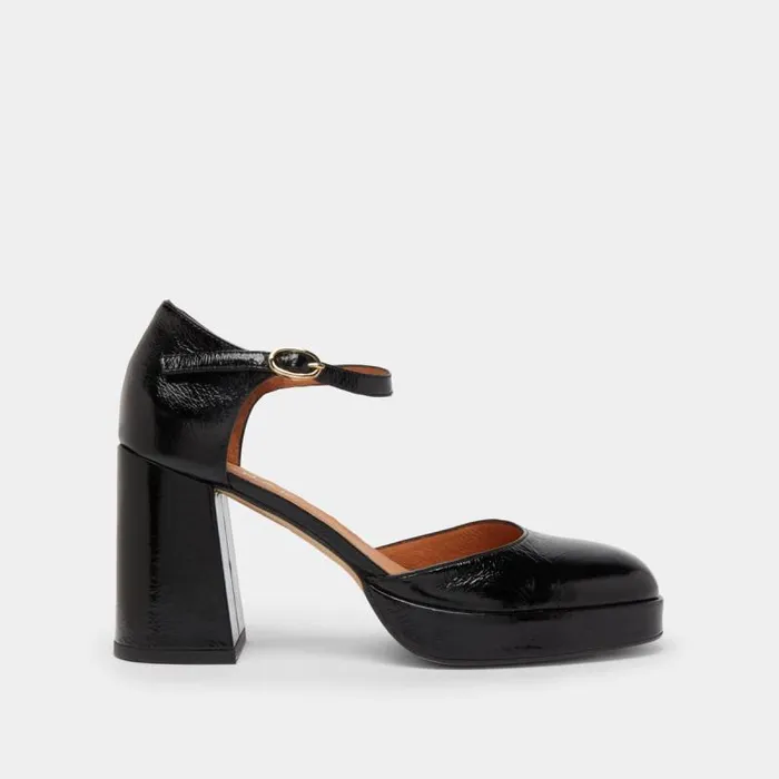 Women Square Toe Slippers With Strap Black JONAK Babies Saloms