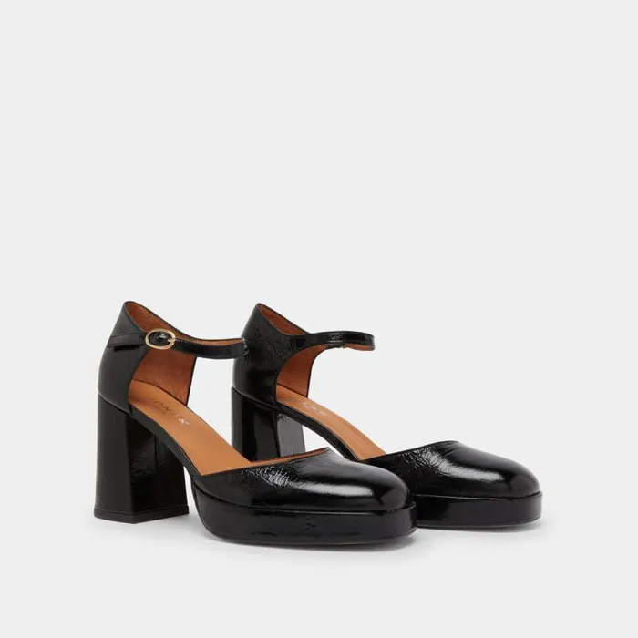 Women Square Toe Slippers With Strap Black JONAK Babies Saloms