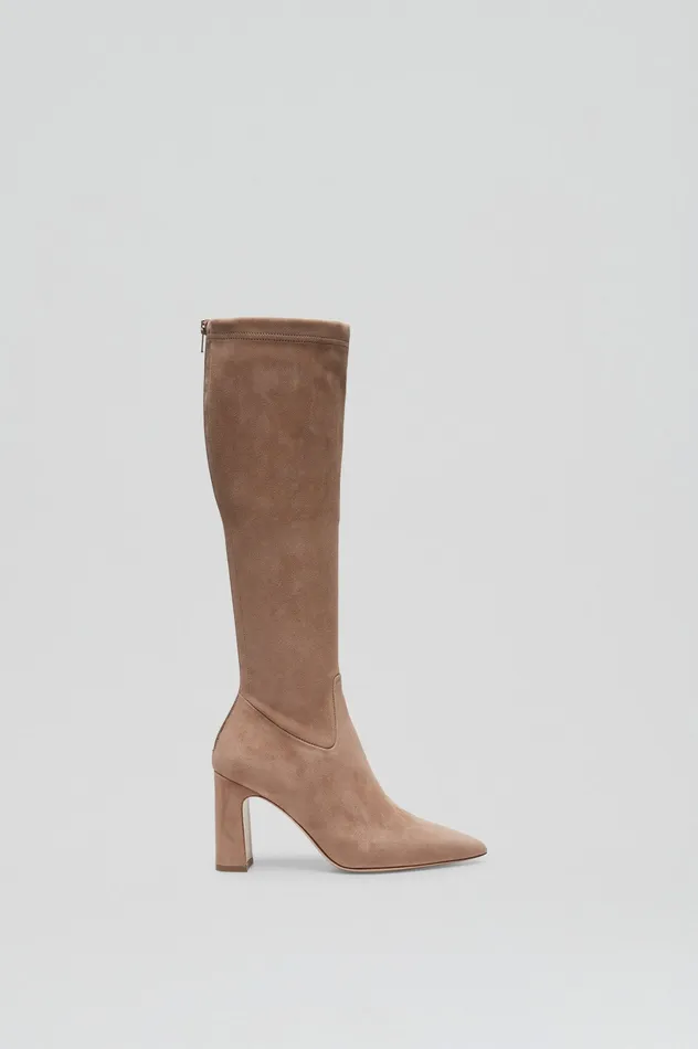 Women STRETCH BELOW THE KNEE BOOT 85 CAMELSUEDE Leather Scanlan Theodore
