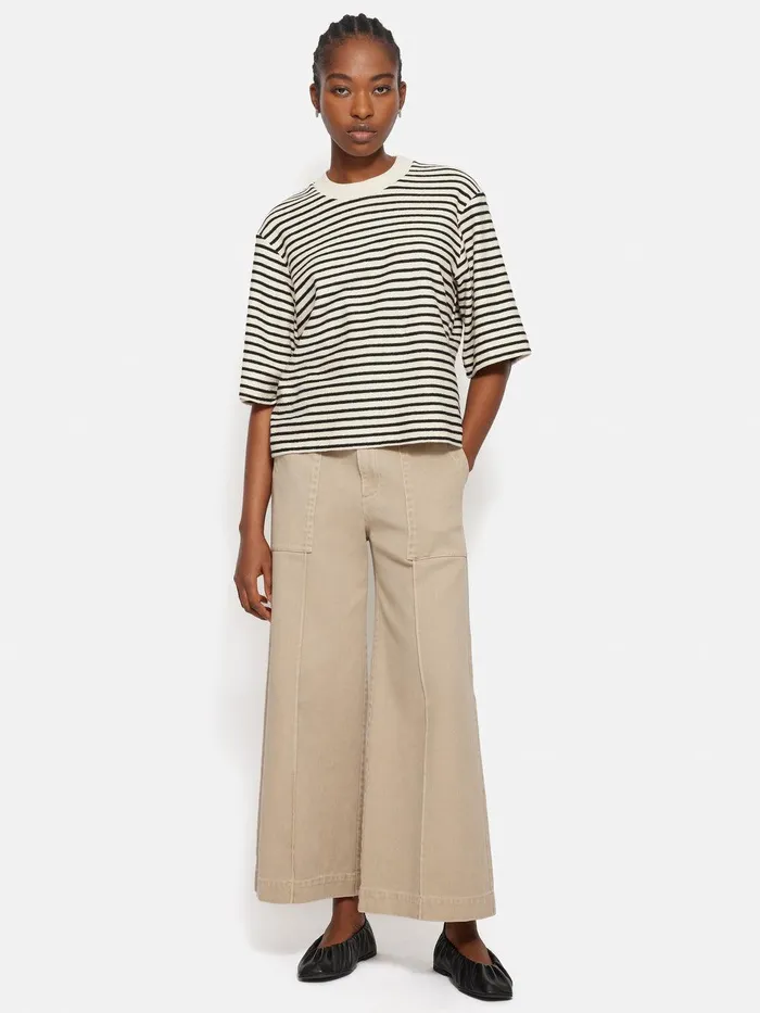 Women Stripe Textured Tshirt Navy Jigsaw Shirts and Tops