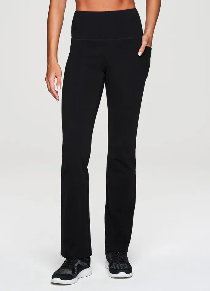 Women Studio Tummy Control Bootcut Pant Black RBX Active Pants