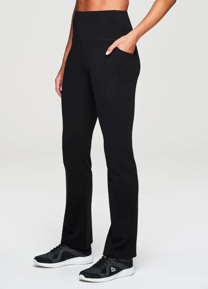 Women Studio Tummy Control Bootcut Pant Black RBX Active Pants