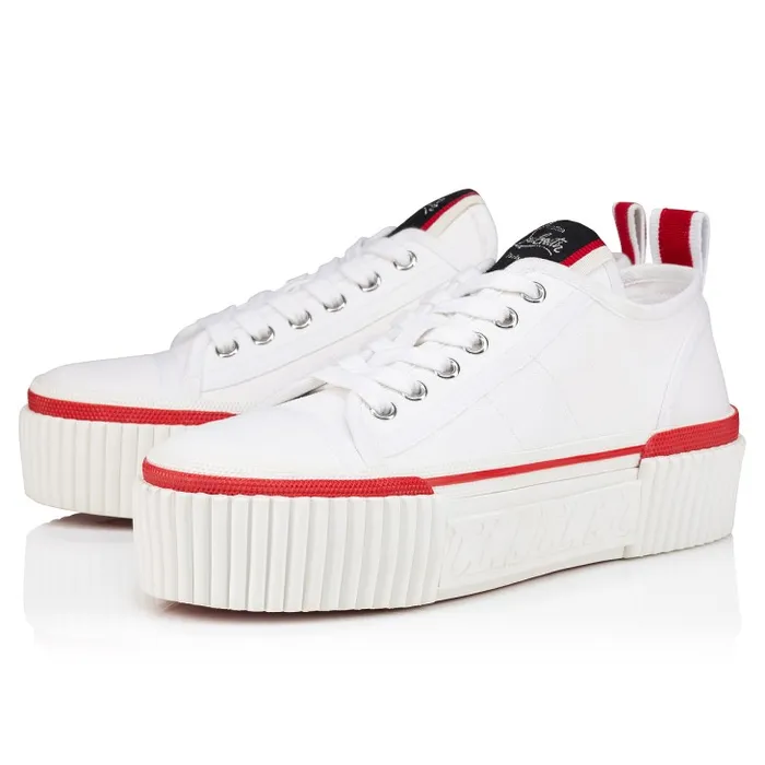 Women Super Pedro 40mm Sneakers 8211 Olona Canva 8211 White Christian Louboutin Sneakers