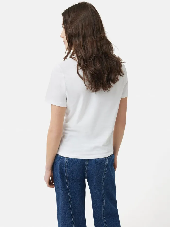 Women Supima Cotton Crew Neck Tee White Jigsaw Shirts and Tops