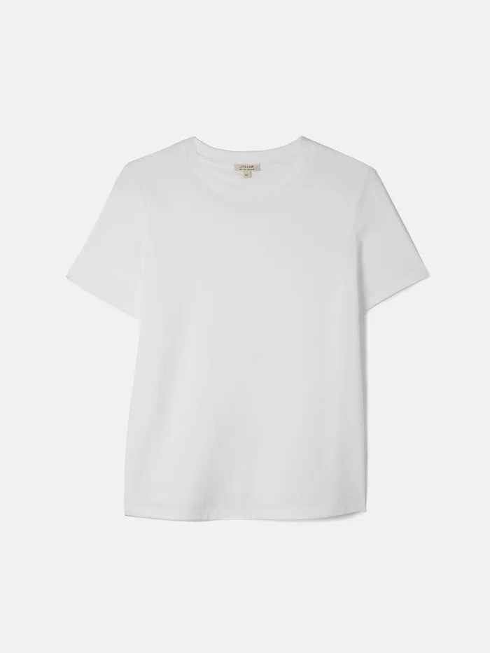 Women Supima Cotton Crew Neck Tee White Jigsaw Shirts and Tops