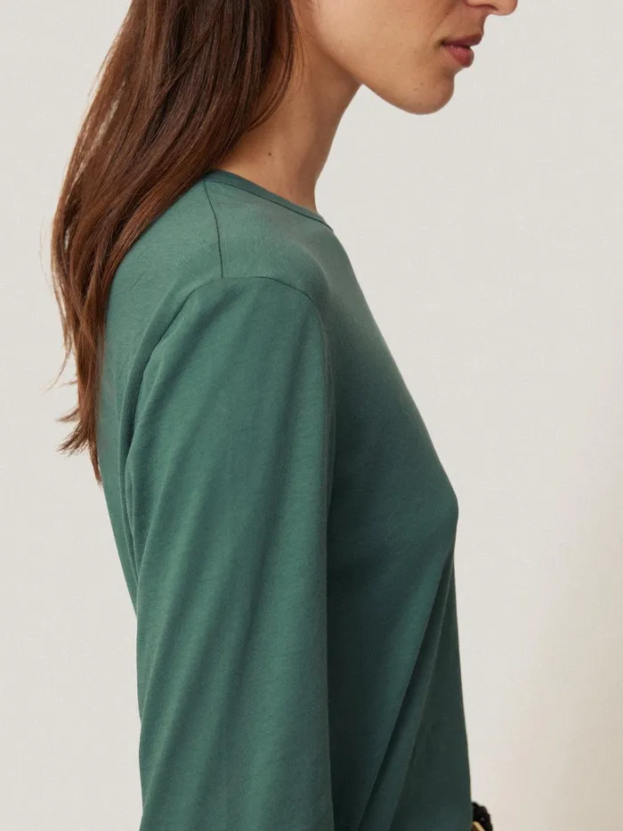 Women Supima Cotton Long Sleeve Tee Frozen Pine Jigsaw Pyjamas and Loungewear