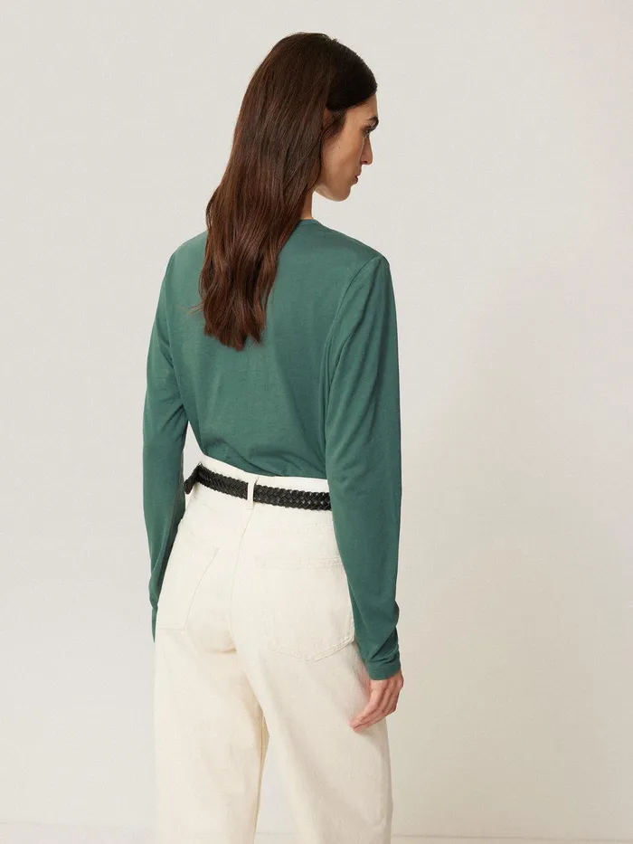 Women Supima Cotton Long Sleeve Tee Frozen Pine Jigsaw Pyjamas and Loungewear