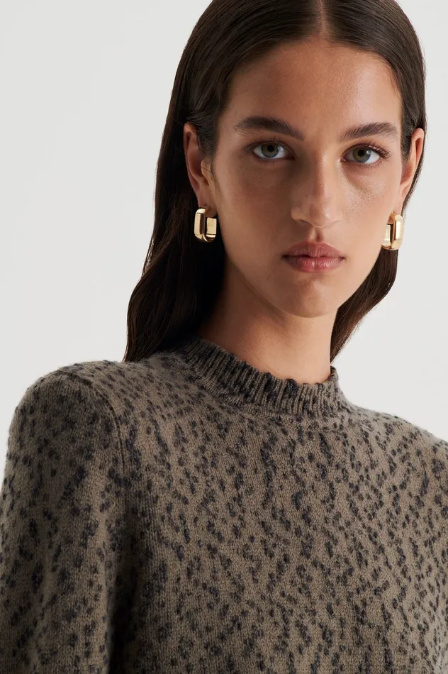 Women Sweaters Scanlan Theodore BOUCLE SHOULDER PAD SWEATER KHAKI Women Sweaters Scanlan Theodore BOUCLE SHOULDER PAD SWEATER KHAKI