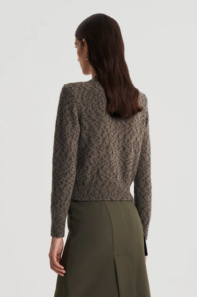 Women Sweaters Scanlan Theodore BOUCLE SHOULDER PAD SWEATER KHAKI Women Sweaters Scanlan Theodore BOUCLE SHOULDER PAD SWEATER KHAKI