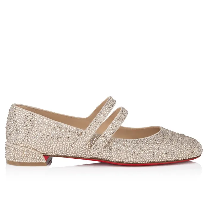 Women Sweet Jane Strass Ballerinas 8211 Veau Velours And Strass 8211 Nude 1 Christian Louboutin Flats and Loafers