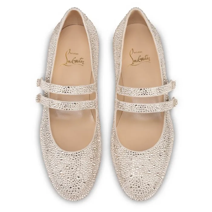 Women Sweet Jane Strass Ballerinas 8211 Veau Velours And Strass 8211 Nude 1 Christian Louboutin Flats and Loafers