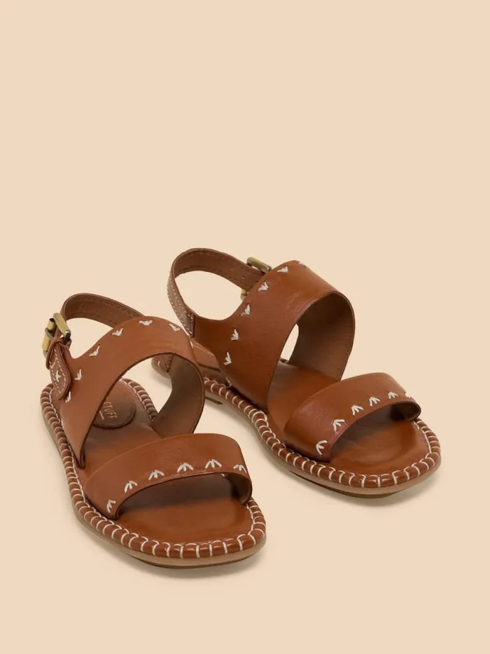 Women Sweetpea Leather Sandal Mid Tan White Stuff Sandals