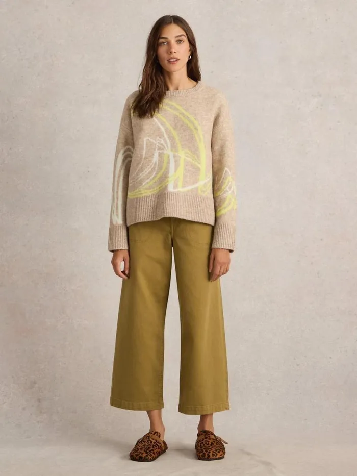Women SWIRL JUMPER Natural Multi White Stuff Knitwear