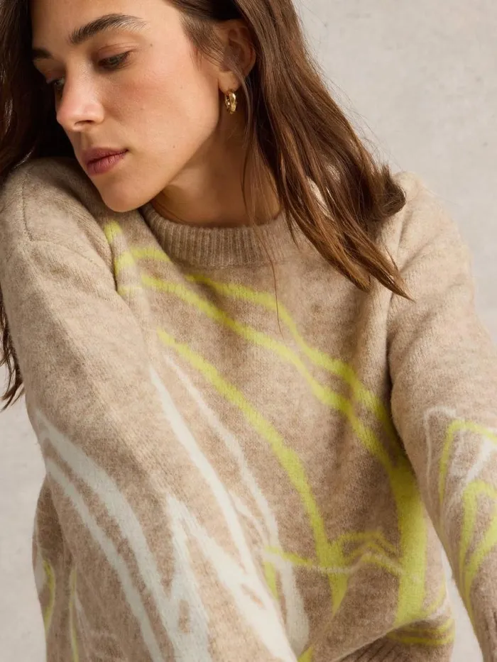 Women SWIRL JUMPER Natural Multi White Stuff Knitwear