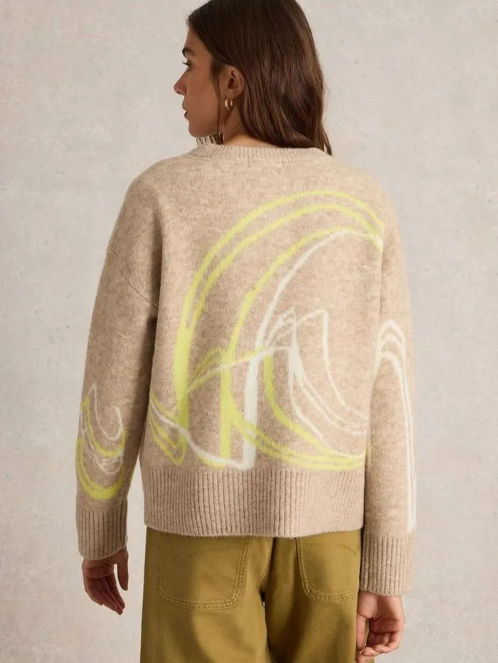 Women SWIRL JUMPER Natural Multi White Stuff Knitwear