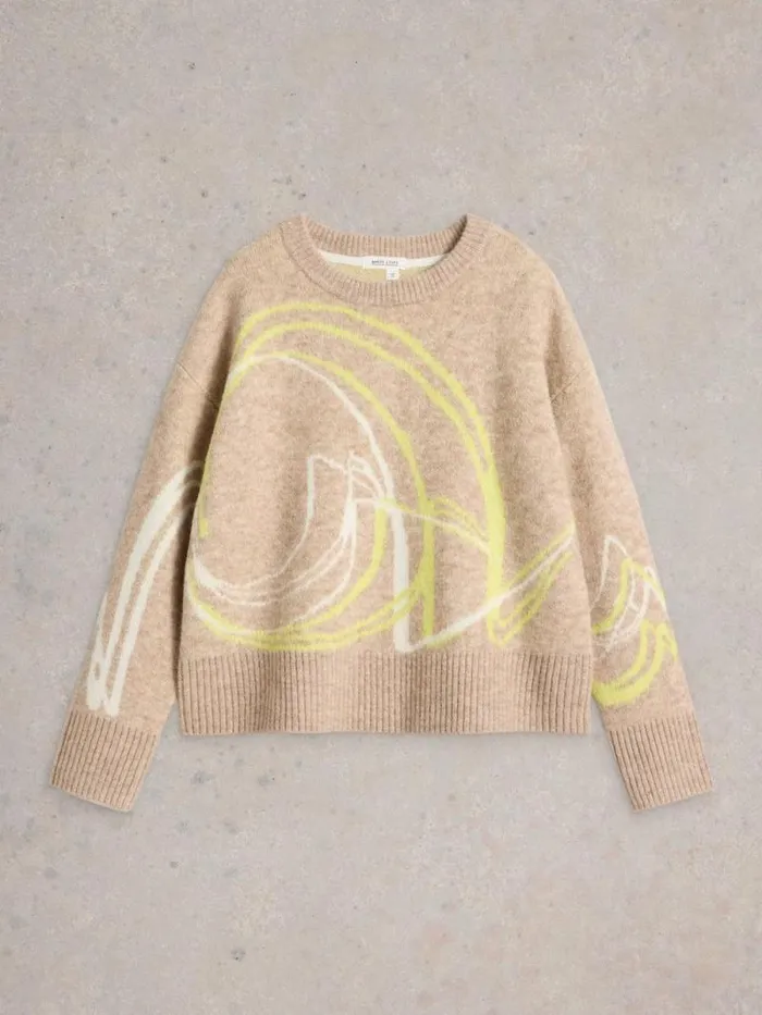 Women SWIRL JUMPER Natural Multi White Stuff Knitwear