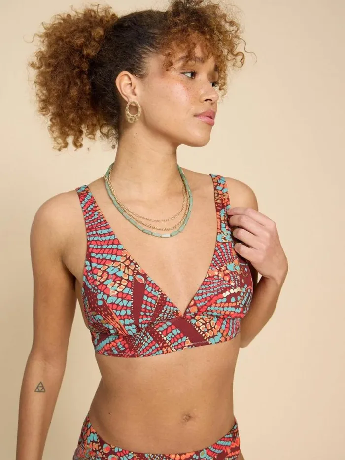 Women Tabitha Bikini Top Red Print White Stuff Swimwear